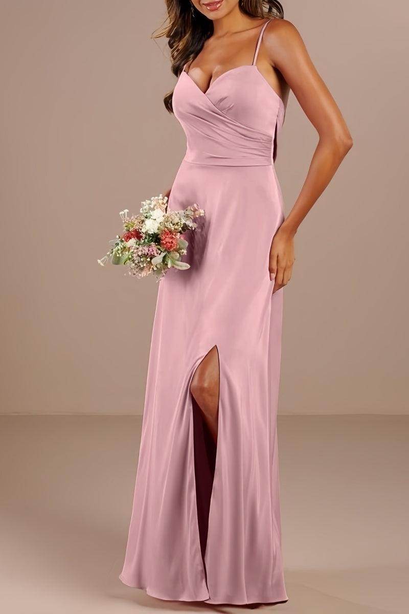 V-Neck Sleeveless Sheath Bridesmaid Dress with Split CB0811 - COCOMELODY